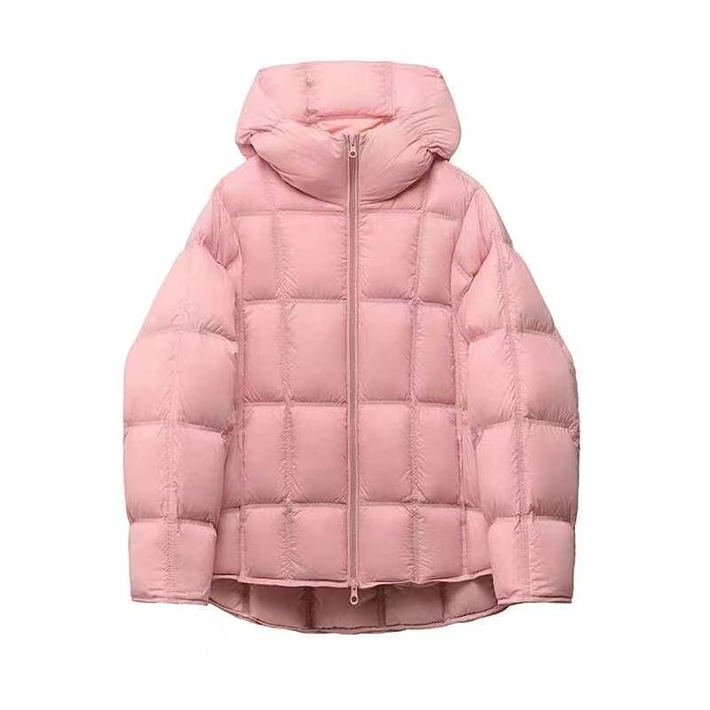 小方块羽绒服连帽加厚时尚2025冬季白鸭绒新款泡芙面包服外套爆款|undefined