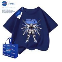 NASA联名高达男童夏季短袖T恤2025儿童痞帅百搭卡通中大童上衣服