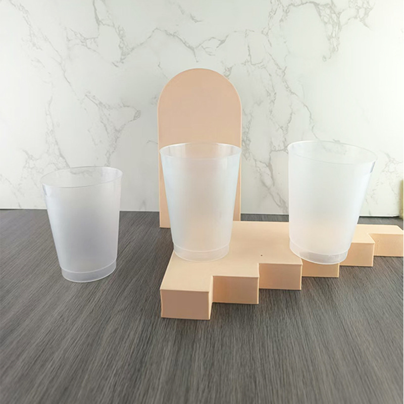 厂家直销74牙230ml水杯pp透明白色一次性杯塑料磨砂软性挤压奶茶