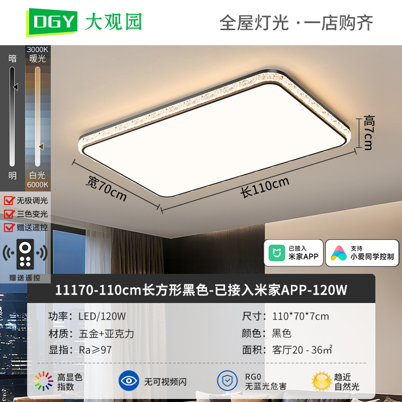 Luz de techo de sala de estar moderna y simple nueva luz de lujo de alto nivel, luz de techo de protección de ojos de espectro completo 293L