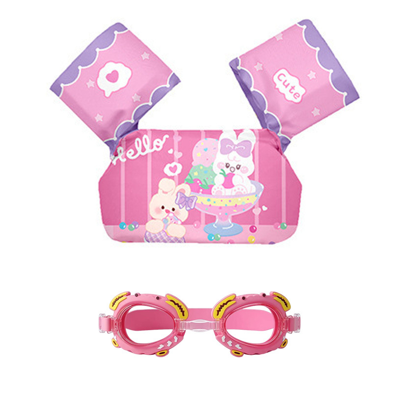 Chaleco flotante infantil de dibujos animados grueso chaleco de natación para niños combinación de gafas de natación pony image 31