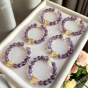 Natural Amethyst Bracelet for Men and Women, Nine Purple Fire Bracelets, Crushed Ice Glitter, Purple Asai Crystal Bracelet