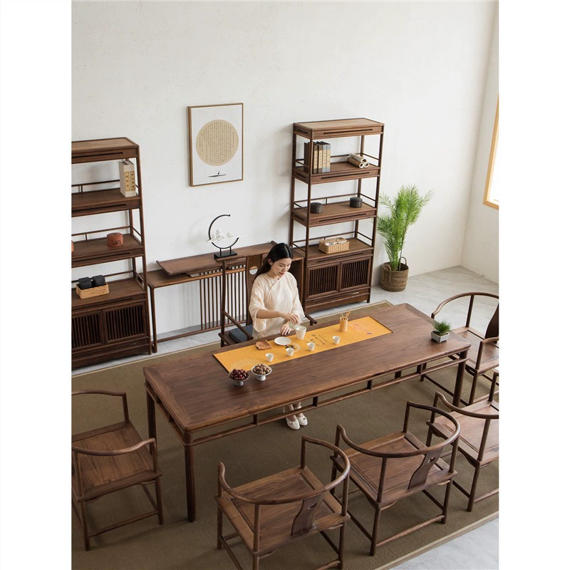 Новый китайский минималистский стол и стул комбинация черного ореха чайный столик и стул из цельного дерева кунг-фу чайный столик Zen Tea Room