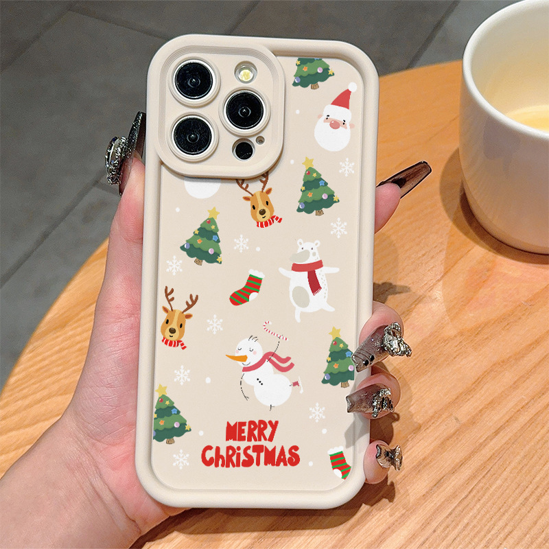 圣诞雪人图案适用iPhone11/12/13苹果手机壳14/15Promax高级16/17