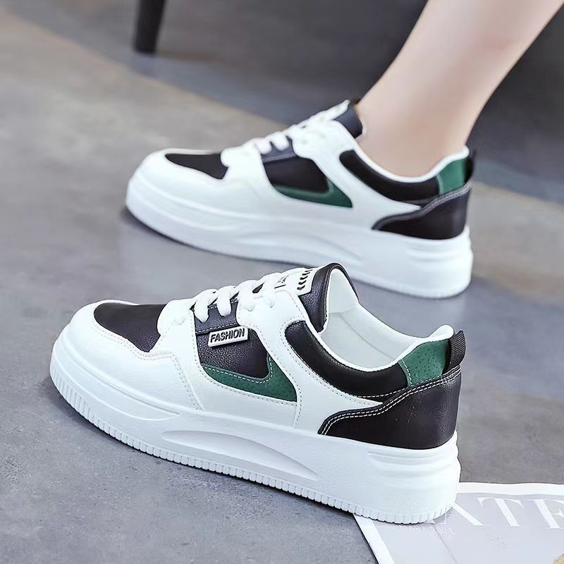 Zapatillas deportivas para mujer, primavera/otoño 2025, estilo coreano versátil, con suela gruesa, antideslizantes, para estudiantes, color blanco.