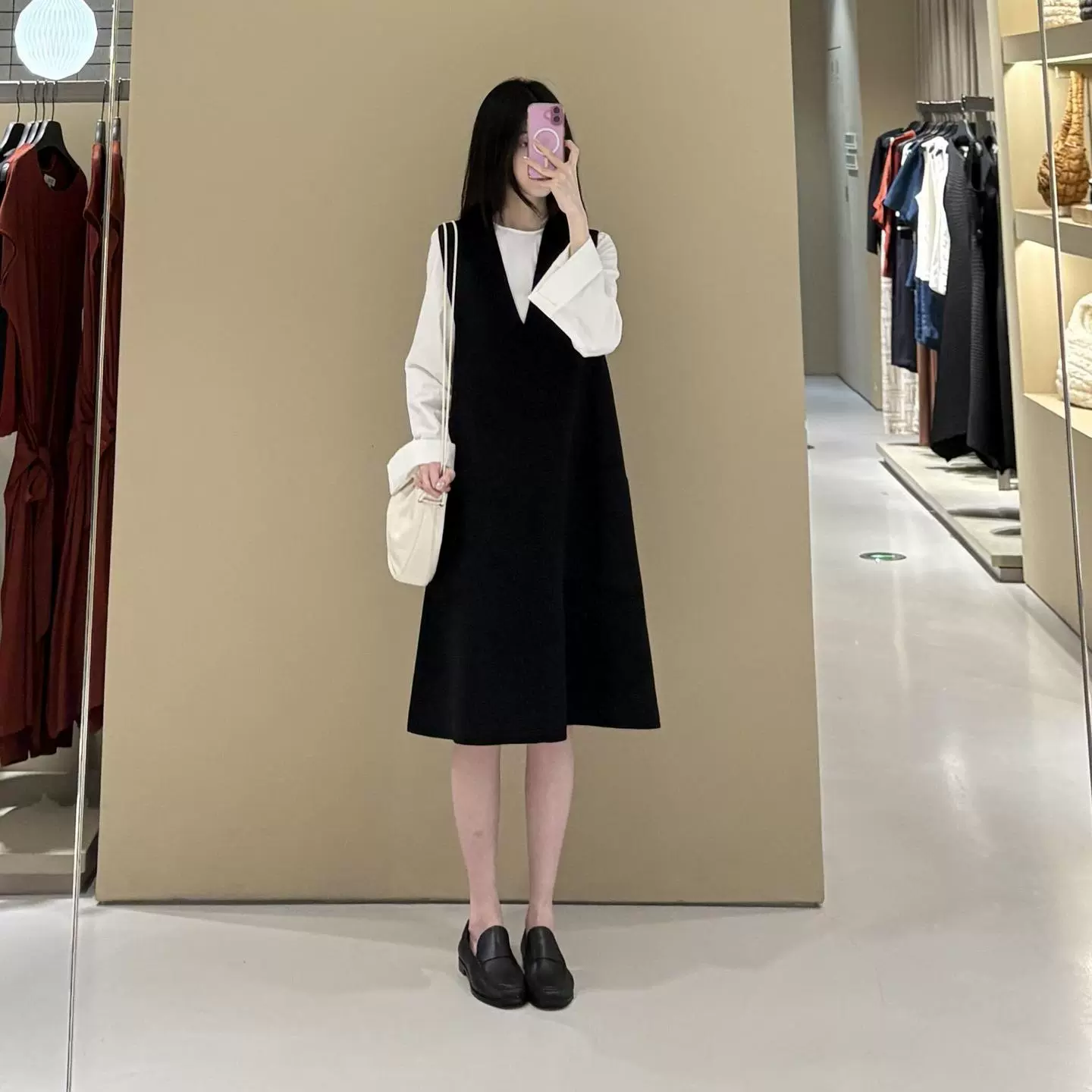 C家25休闲版型双面羊毛混纺无袖连衣裙双面尼背心裙 1313775001