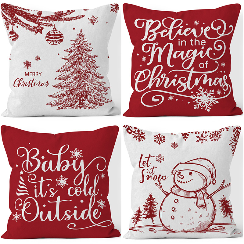 90g Weight Cute Christmas Tree Snowman Short Plush Pillow Cases