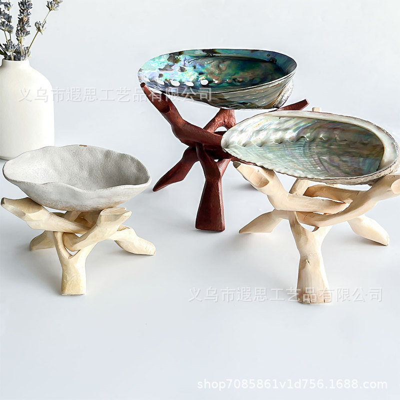 Log Stand Peruvian Sacred Wood Sage Burning Tool Abalone Shell Tripod Ornament Sage Purification Set