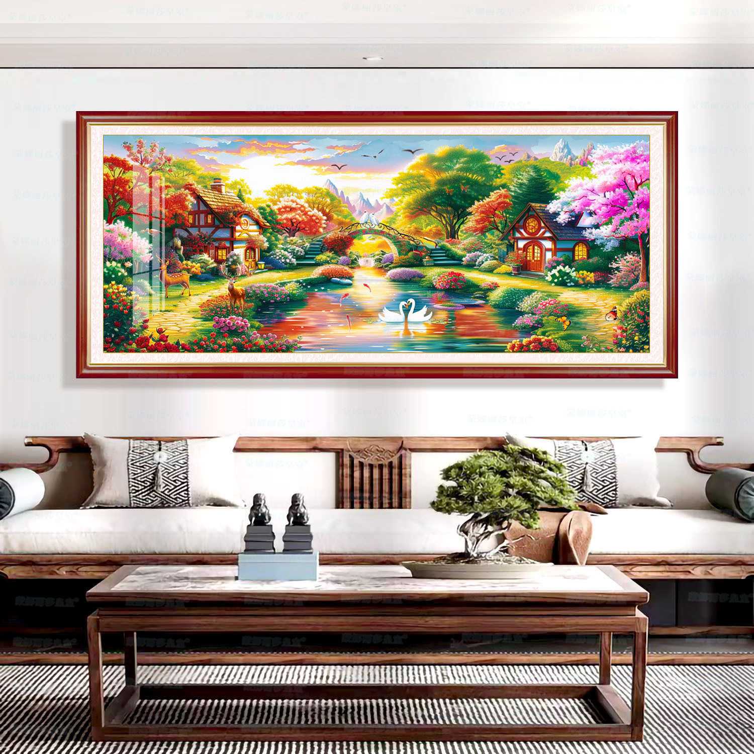 [Algodón importado] Mona Lisa Real Jardín de bordado cruzado Cottage Floral Paisaje Sala de estar gran bordado a mano image 4