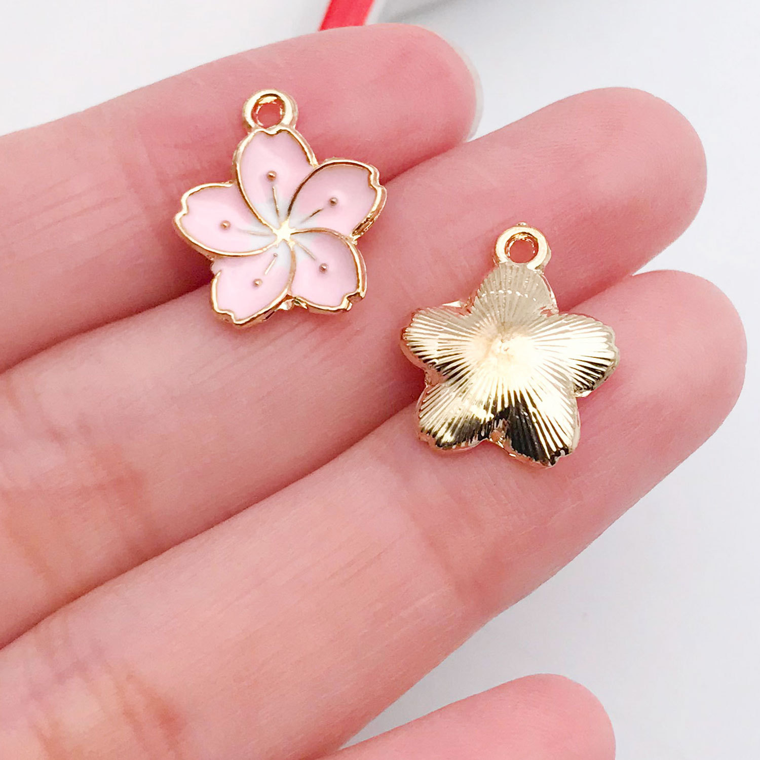 19632-XP-粉色锌合金滴油小雏菊16x13mm-0.7