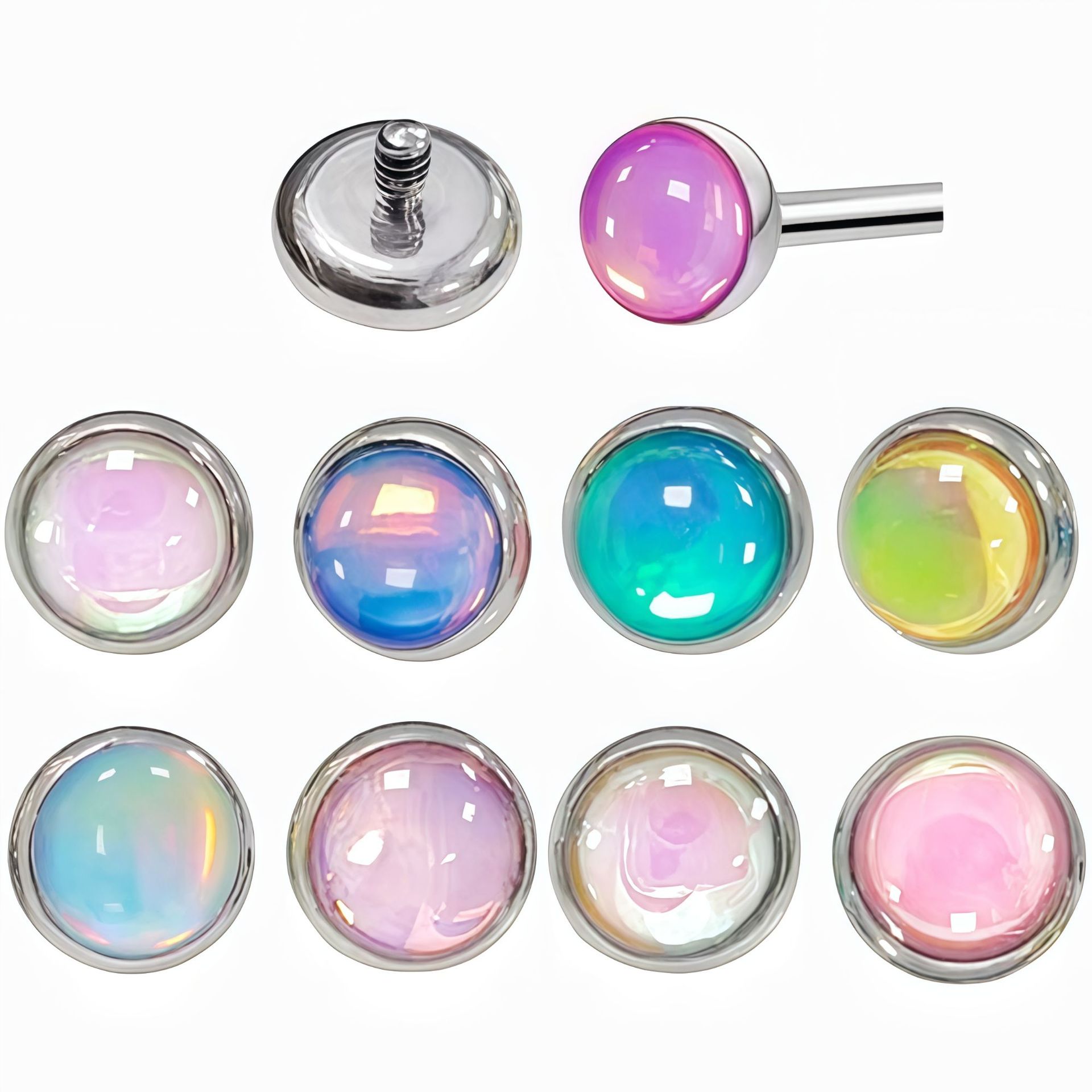 Pointed labret stud close-up product detail