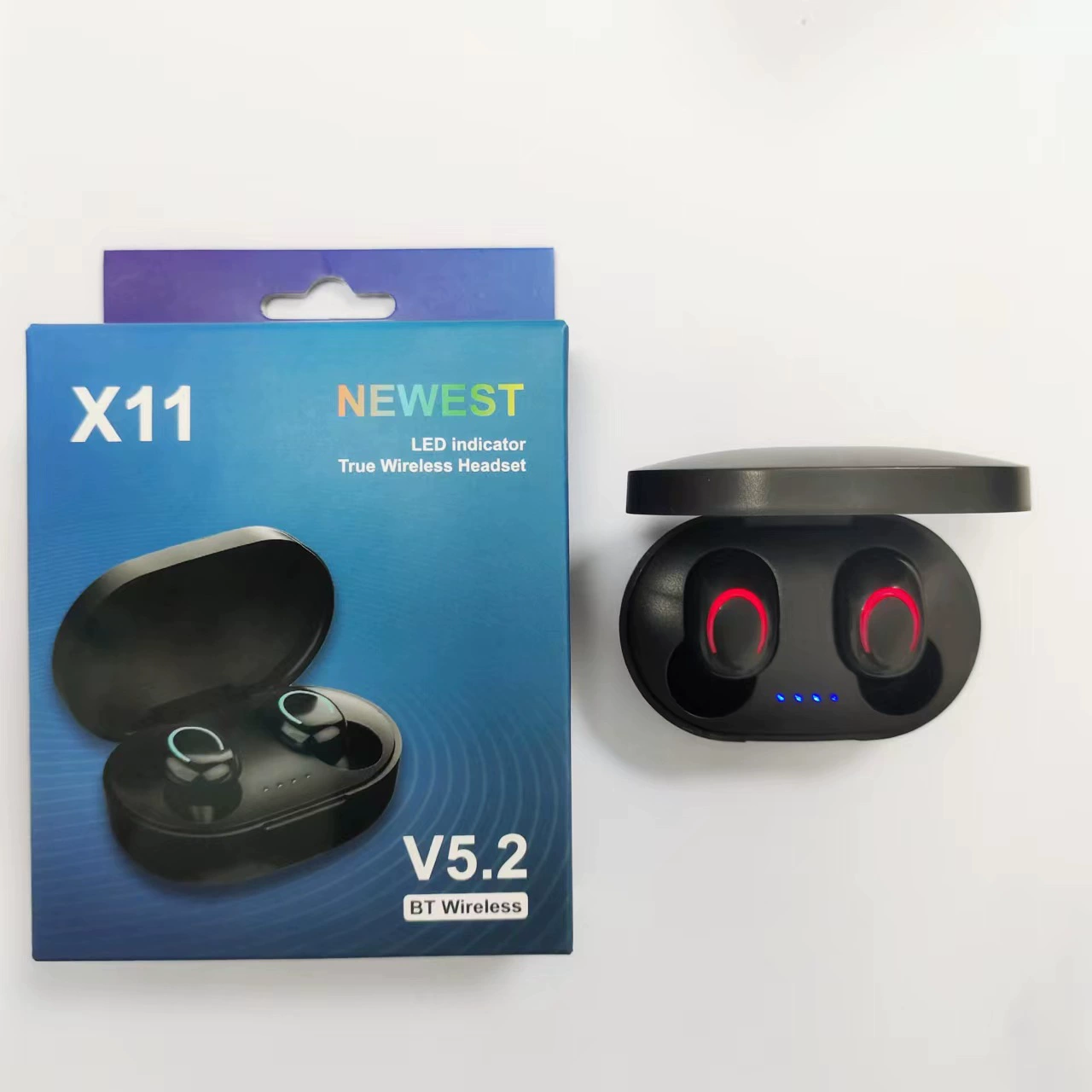 Беспроводные наушники X12, Bluetooth true-wireless, компактный кейс для зарядки с LED