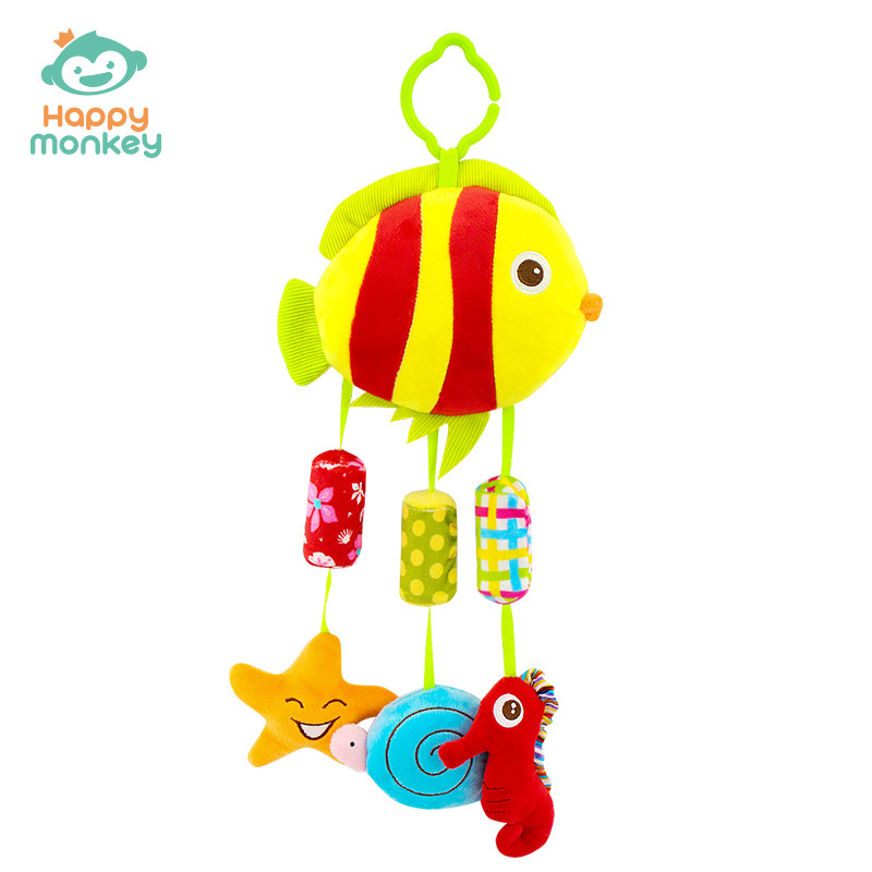 Juguete Colgante para Cuna de Bebé Happymonkey, Campana de Viento, Sonajero de Mano, Peluche Colgante para Bebé