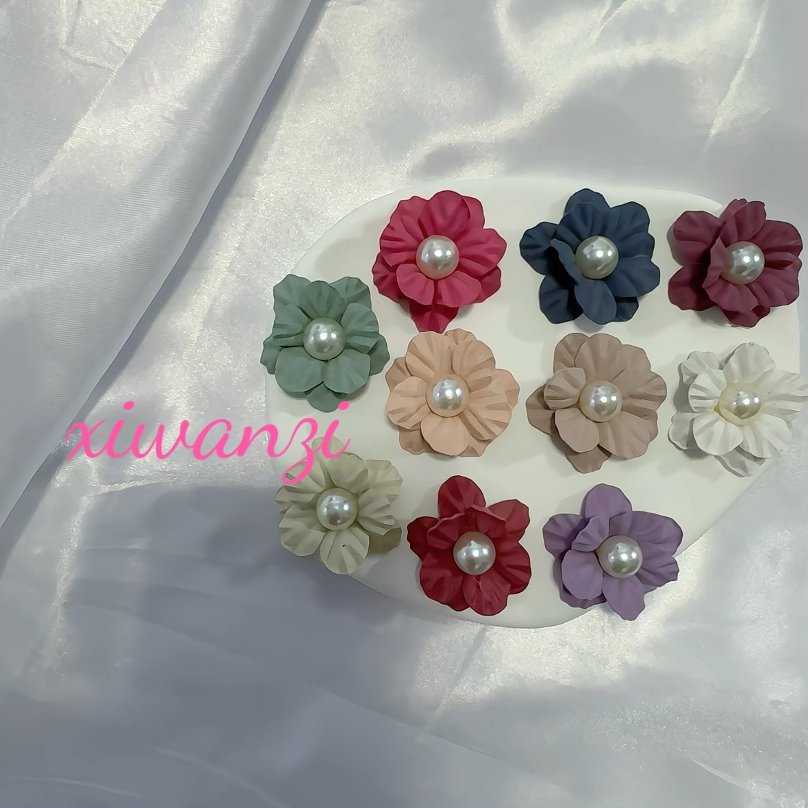 韩国超纤手工小布艺花朵 饰品配件源头工厂批发 超纤无角饰品辅料