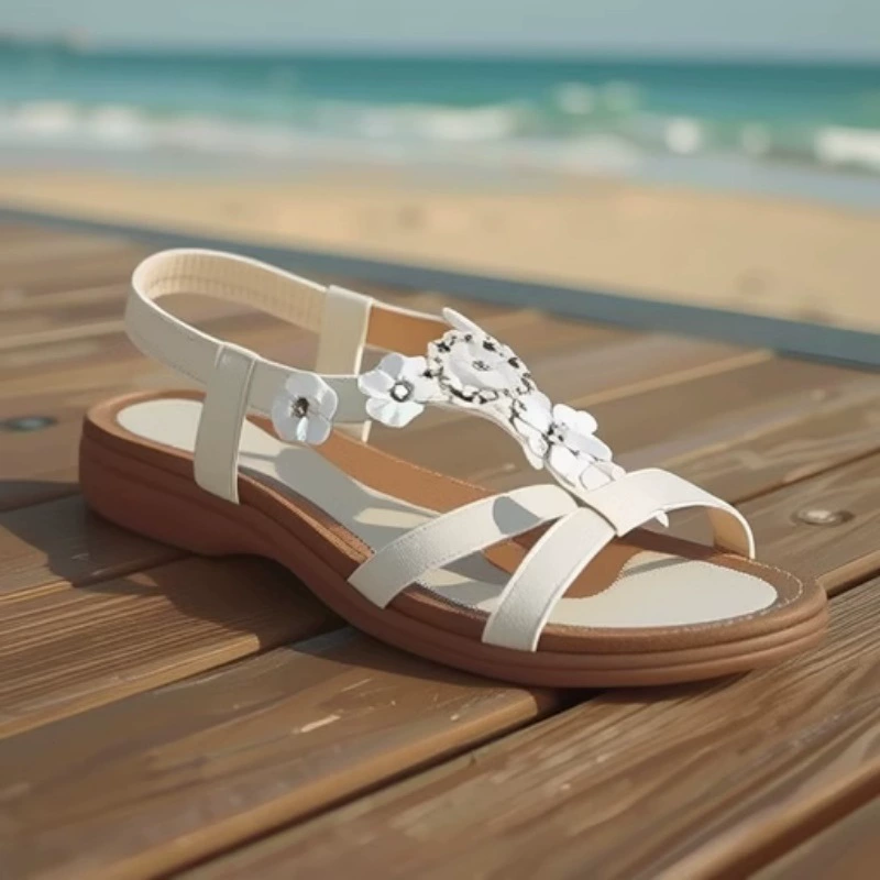 2025 IELTS новые богемные трансграничные сандалии женские летние стразы вечерний ветер с плоскими ногами