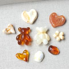 复古原欲风琥珀奶油色小熊爱心头饰发夹鞋扣树脂贴片diy饰品配件