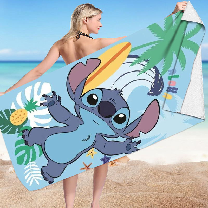 Trend cross-border animation peripheral Shi Dizai microfiber brush velvet quick-drying absorbent beach towel bath towel wholesale