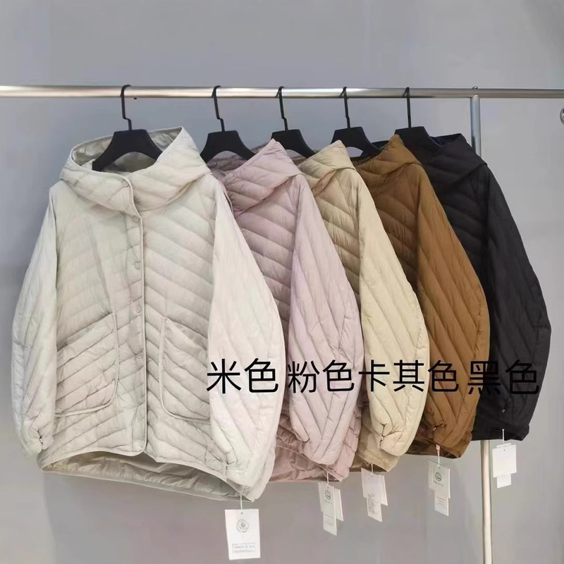 Down Jacket Women's Clothing 2024 Autumn and Winter Korean Style Loose Large Size Lightweight Versatile Hooded Large Pocket Casual Warm Coat