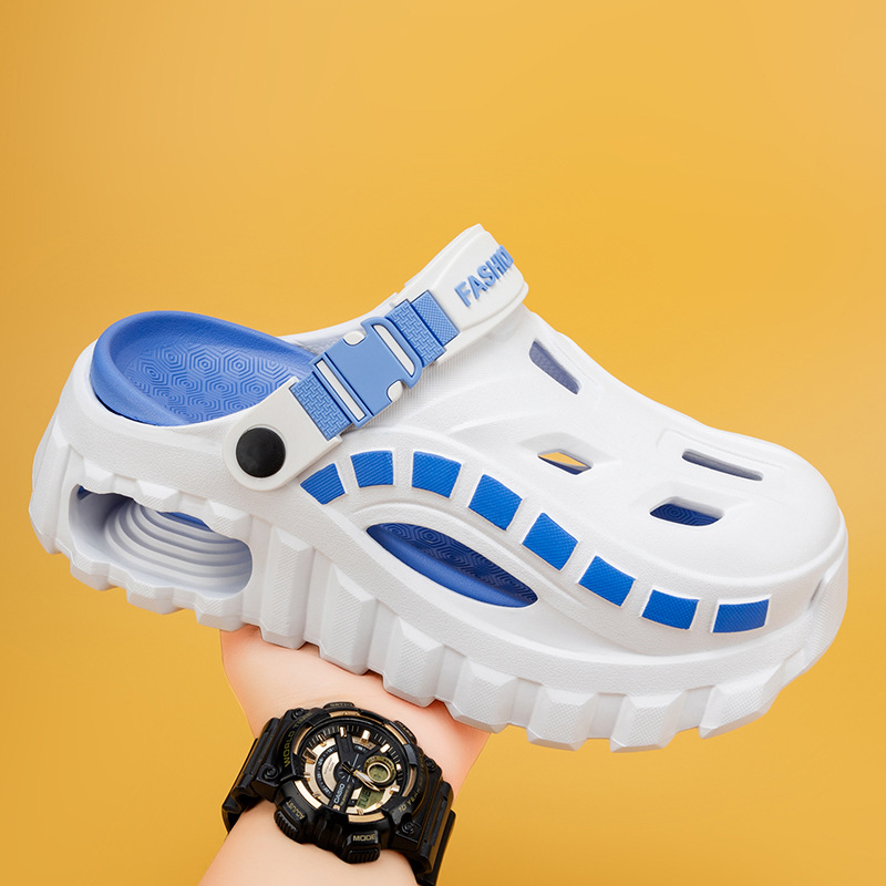 Men's Summer Cushioned Clog Shoes Thick Top Quality Sole Non-Slip Trendy Closed-Toe Slippers Outdoor Casual Beach Sandals_voghion.com