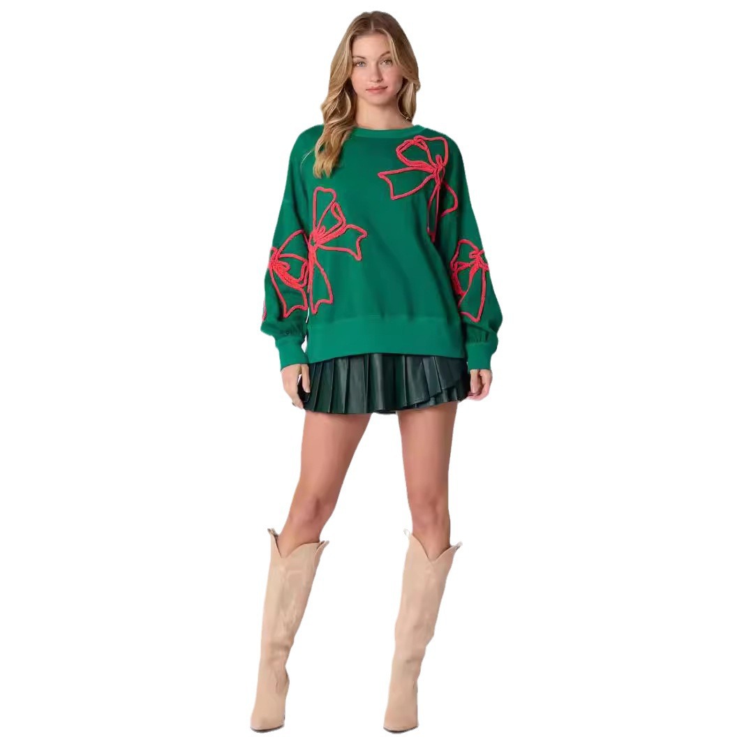 Women's Clothing 24 summer hot selling models independent station casual bow mid length sweatshirt for women_voghion.com