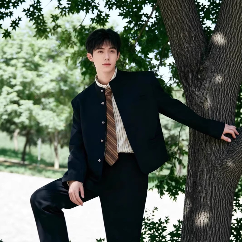 New Chinese-Style Stand-Collar Jacket, Traditional Chinese Style Tang Suit, Engagement and Wedding Men's Casual Handsome Style Suit Jacket, Zhongshan Suit