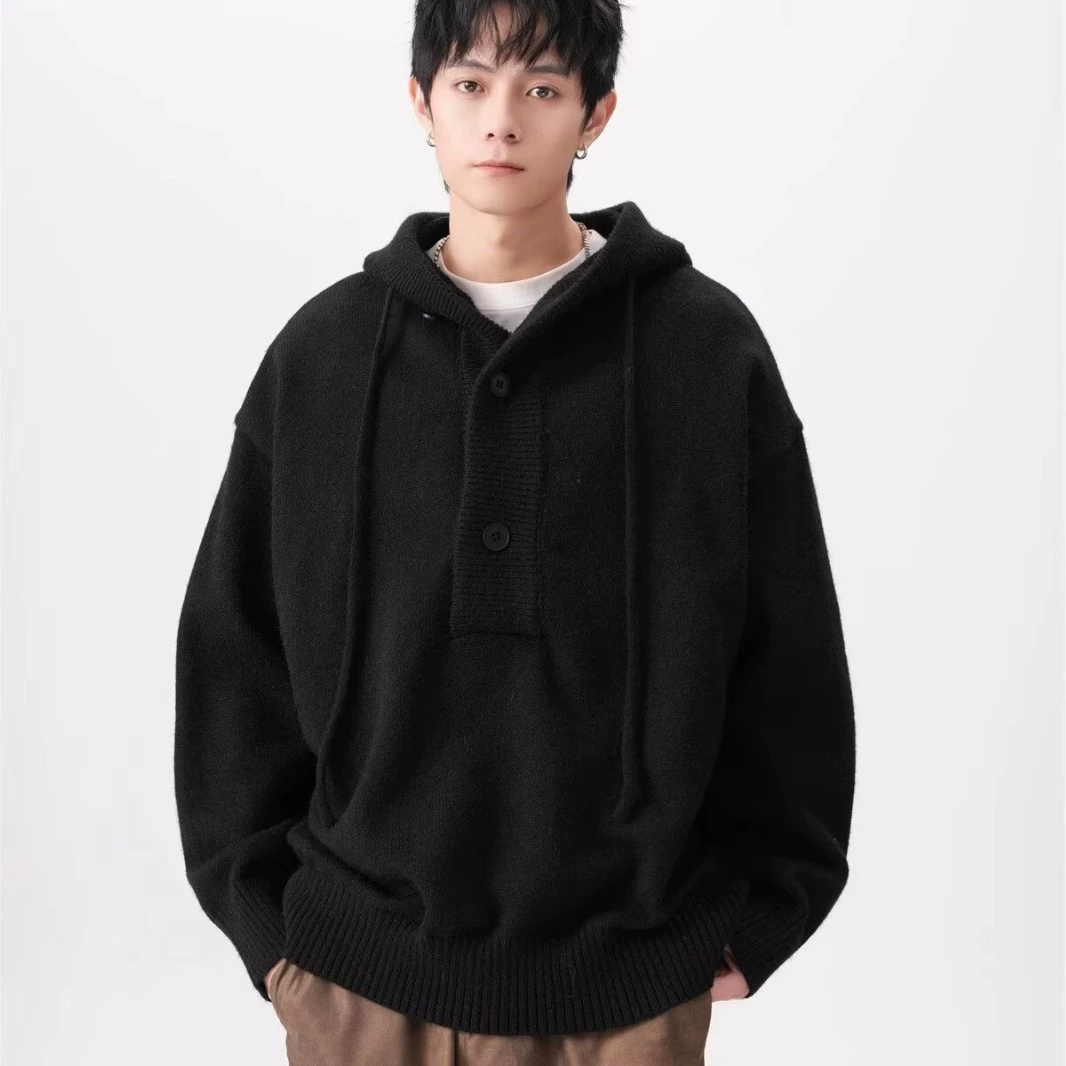 Red black sweater with hood, increased thickness, (Physicals)