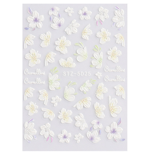 Cross-border hot nail art stickers ins embossed 5D three-dimensional camellia tulip internet celebrity nail stickers of the same style wholesale