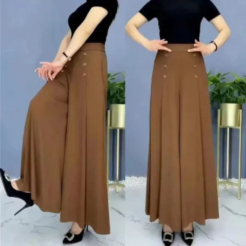 Fashion Drop Sense Wide Leg Culottes High Waist Slim Elegant Women's Pants Summer Cool Loose Big Feet Thump
