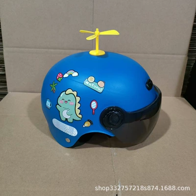 Motosiklet kaskı (dəbilqə), electric motorcycle four seasons ear protection - blue-green-dinosaur-sun-protection-mirror-yellow-windmill-3c-certified-1-6-years-old-j02