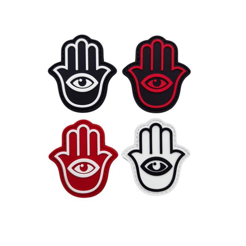 Evil Eye Morale Badge Hamsa Hand Patch Fatima's Hand Velcro Armband Pvc Drop Plastic Soft Rubber Badge