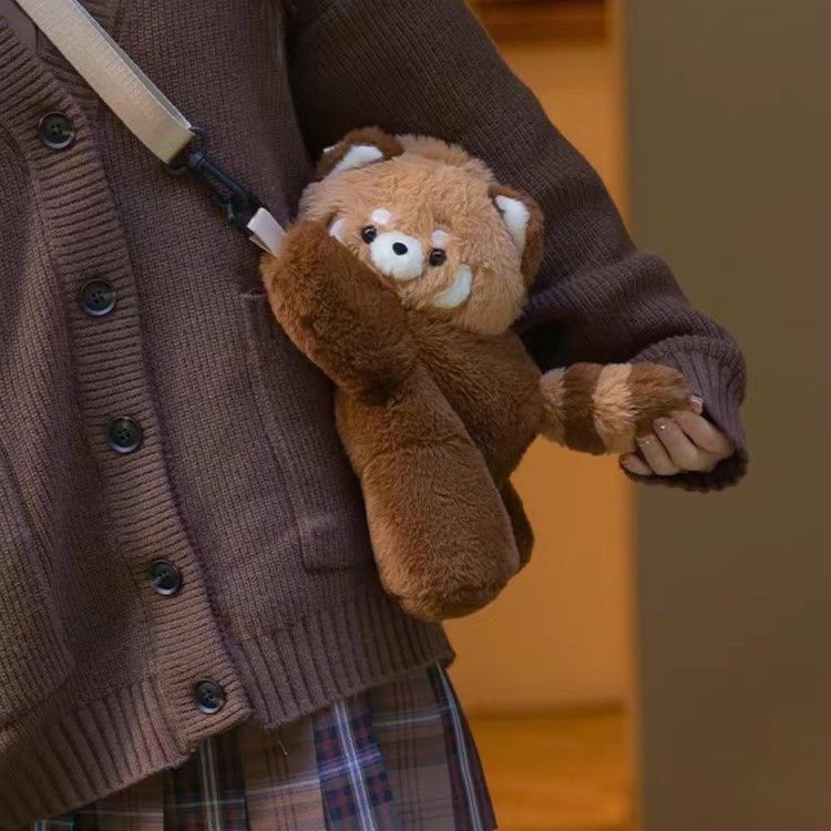 古力古力小熊猫趴趴包可爱毛绒包包单双肩背包女玩偶斜挎书包