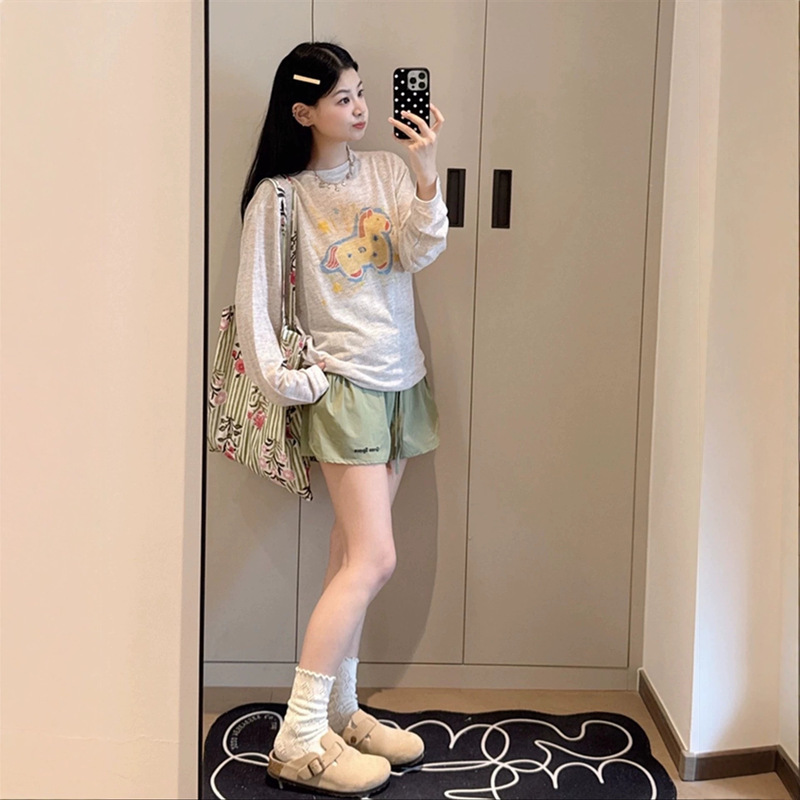 Rainbow Cotton and Linen Sun Protection Cover-Up for Women, Summer 2026, Lazy Style Printed Top, Thin Semi-Transparent Long-Sleeve Sun Protection T-Shirt