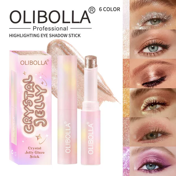 Cross-Border Olibolla High-Gloss Eyeshadow Stick Crystal Jelly High-Gloss Eyeshadow Ultra-Shiny Multi-Color Eyeshadow Highlight Stick