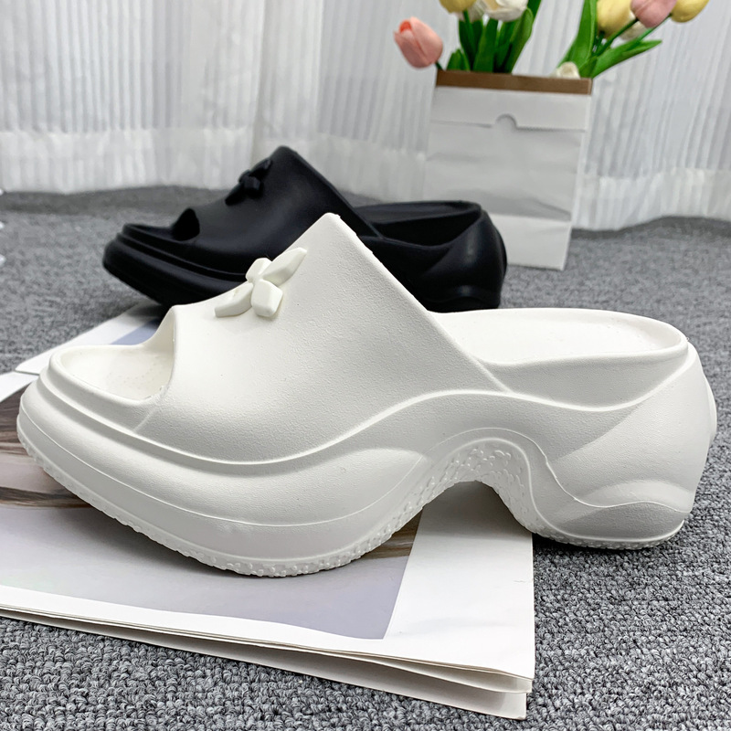 Cruciferous Thick Slippers 9CM Women's Summer Outer Wear 2024 New Heightened Casual All-match Fashion Sandals and Slippers