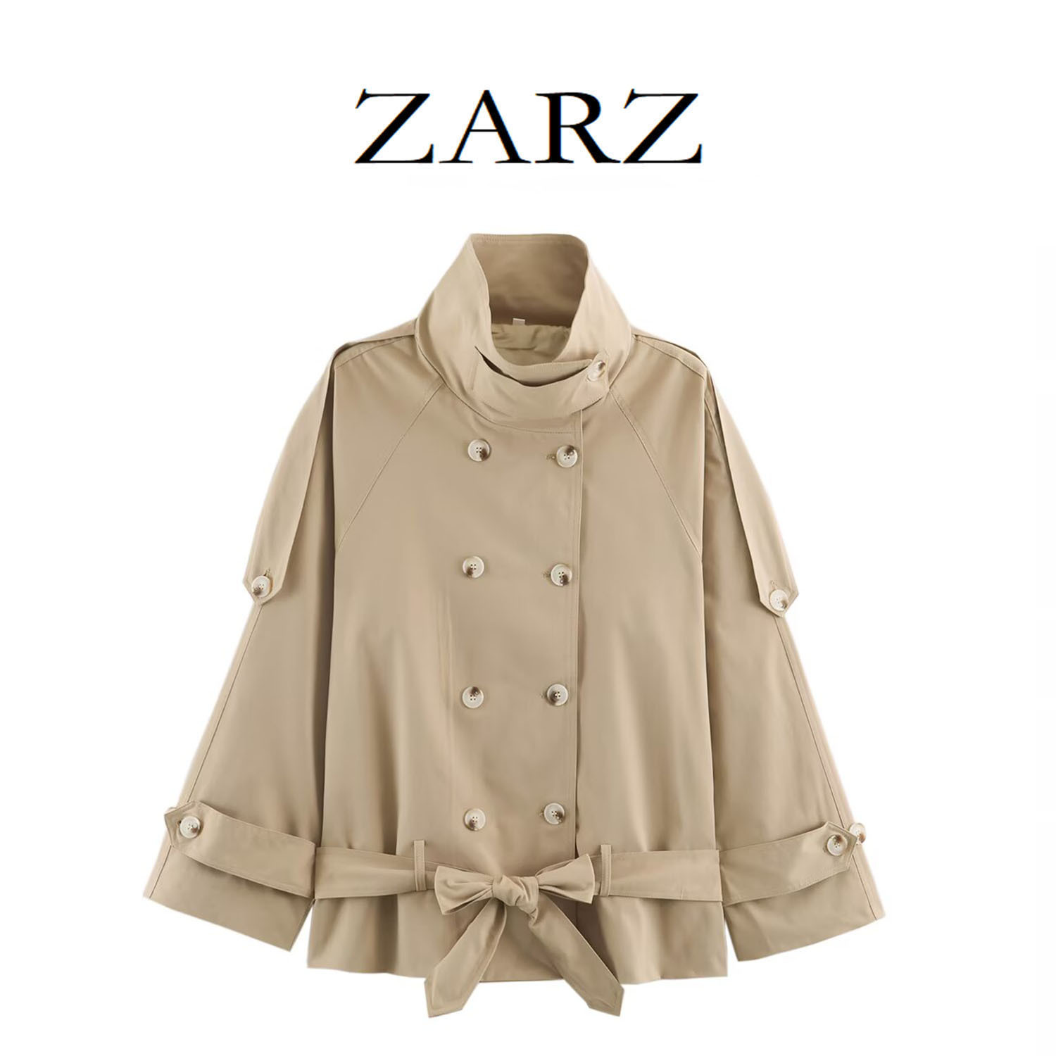 Khaki colored trench coat for leisure