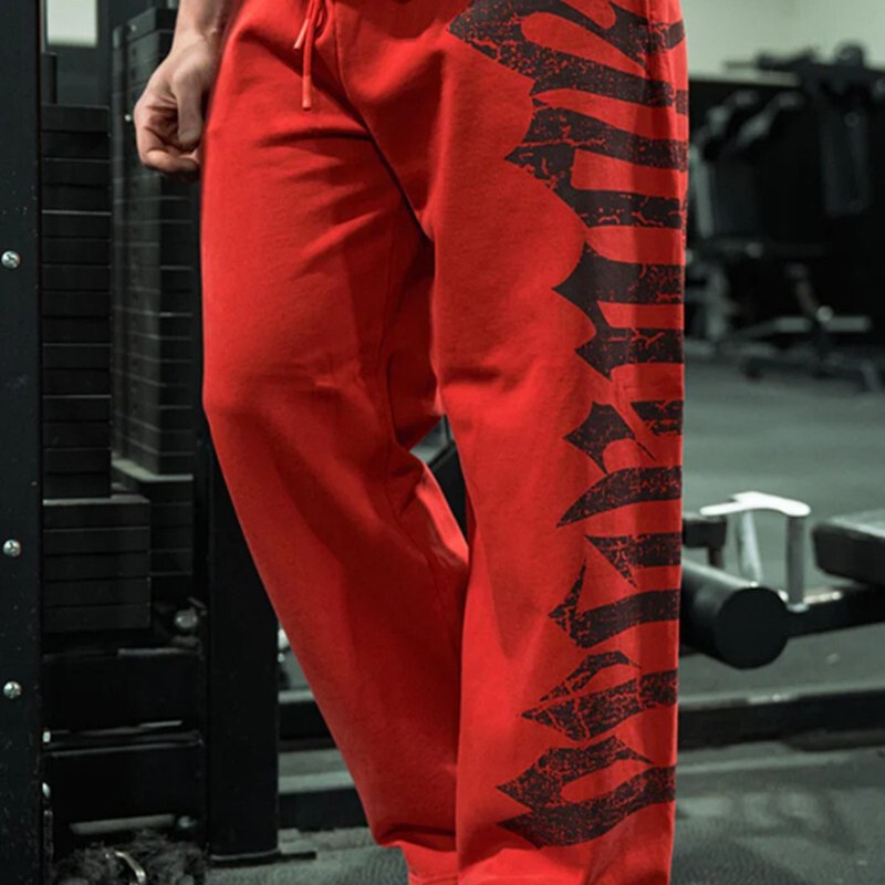 YOUNGLA American Fashion Brand Sports Large Size Pants Gym Bodybuilding Jogging Training Pants Cotton Printed Large Flower Wide Leg Long