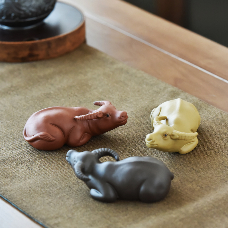 牛轉乾坤創意紫砂茶寵擺件茶道可養招財茶玩茶桌家居迷妳卡通祥牛