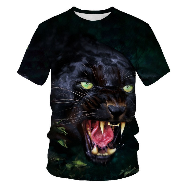 Venta caliente Forest Beast 3D impresión digital hombre calle salvaje hombro recto jersey transpirable suelta camiseta de manga corta