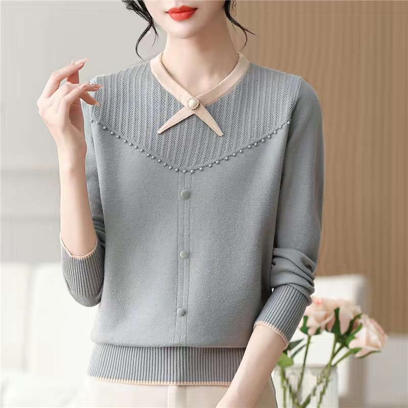 秋冬季加厚妈妈毛衣中年女士针织上衣洋气女式套头小衫婆婆衣服