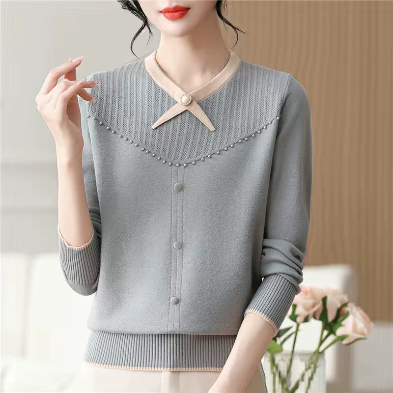 Осенняя и зимняя толстая мама свитер средних лет женский трикотажный топ