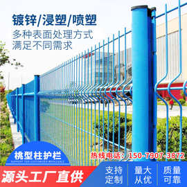 三角折弯桃型柱护栏 小区隔离建筑防护围栏网 景区光伏桃型柱护栏