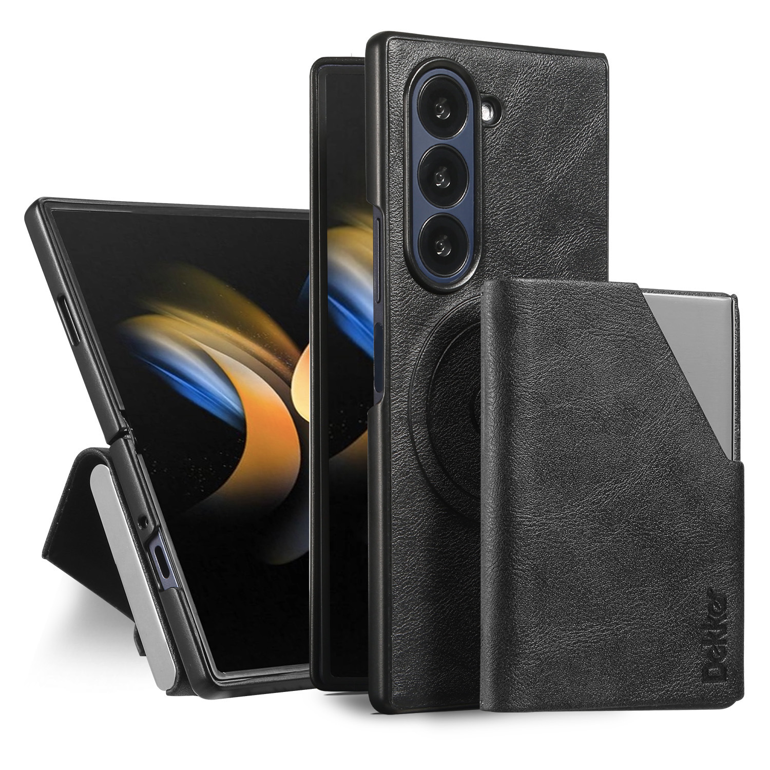 Cross-border Samsung Galaxy Z Fold 6 phone case card holder zfold5/4/3 leather protective case