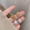 Brand silver needle, design earrings from pearl, silver 925 sample, simple and elegant design, internet celebrity, trend of season, wholesale