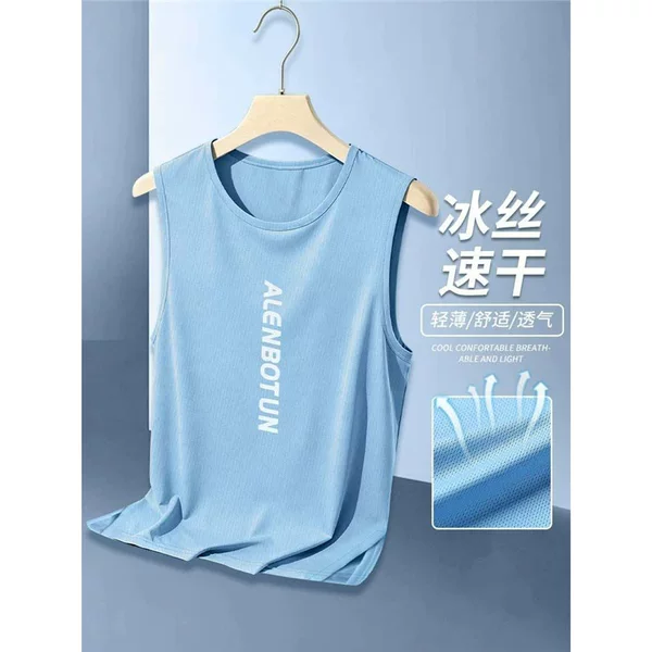 Quick-dry running vest for men and women, summer ice silk sleeveless sports t-shirt, lightweight marathon basketball tank top, fitness clothing