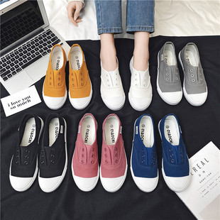 2022 New Korean Style Shell Head Women's Shoes Breathable Soft Comfortable Casual Slip-on Lazy Shoes White Shoes Summer