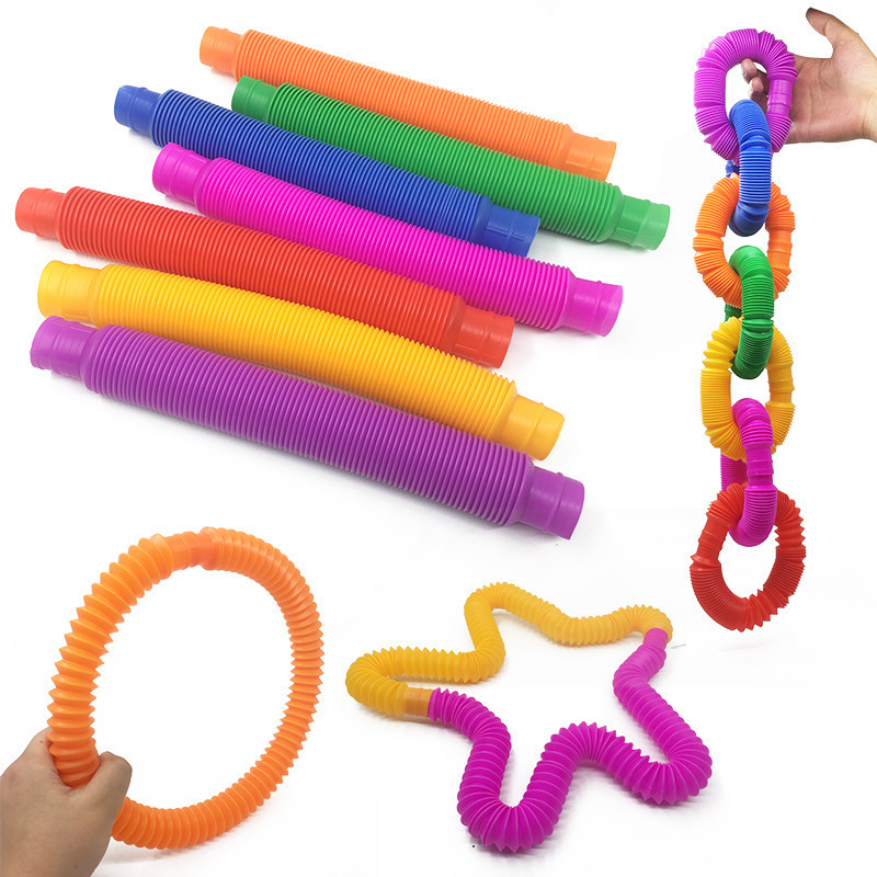 8 amazon color tubo telescópico tubo pop tubo elástico fuelle niños adultos juguetes de descompresión transfronteriza