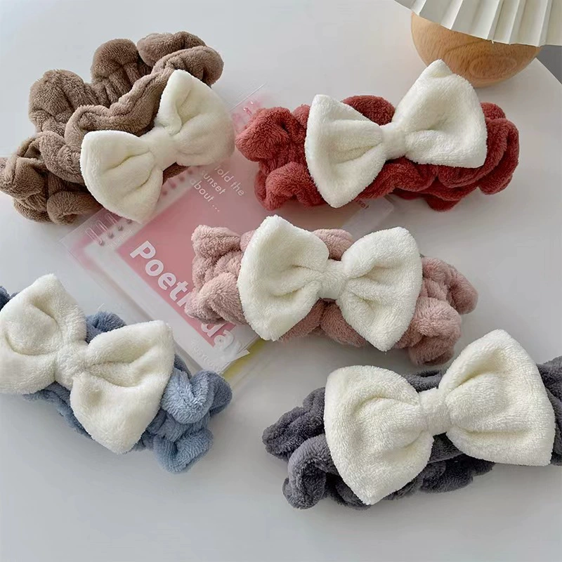 Плюшевый бант Широкополая повязка для мытья волос Маска для мытья Пучок для волос Повязка на голову Нескользящая повязка для волос Заколка для волос Головной убор
