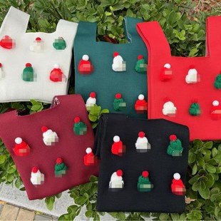 Sticky Flower Mobile Phone Bag Handbag Personalized Casual Women's Fashionable Handbag Christmas Limited Refreshing Series Knitted Bag