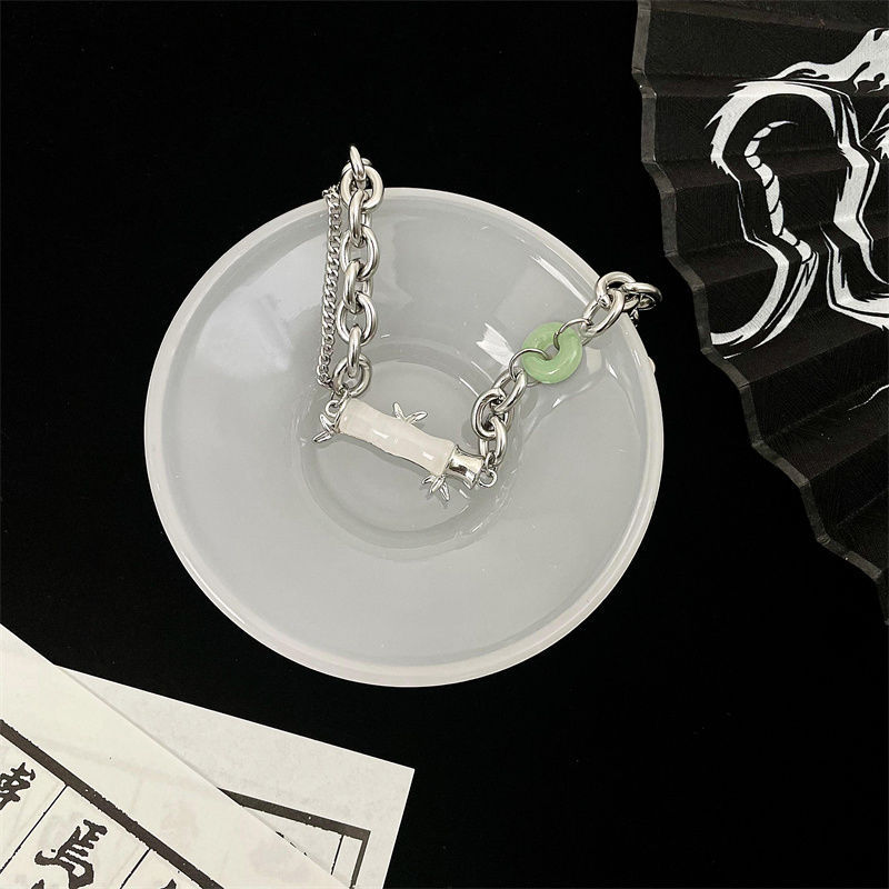 Bracciale uomo nodo di bambù bianco design stile cinese_voghion.com