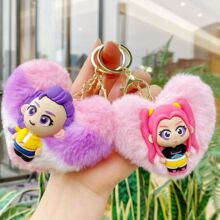 爆款跨境猎魔女团K-POP系列毛绒钥匙扣挂件卡通毛球包包公仔挂件